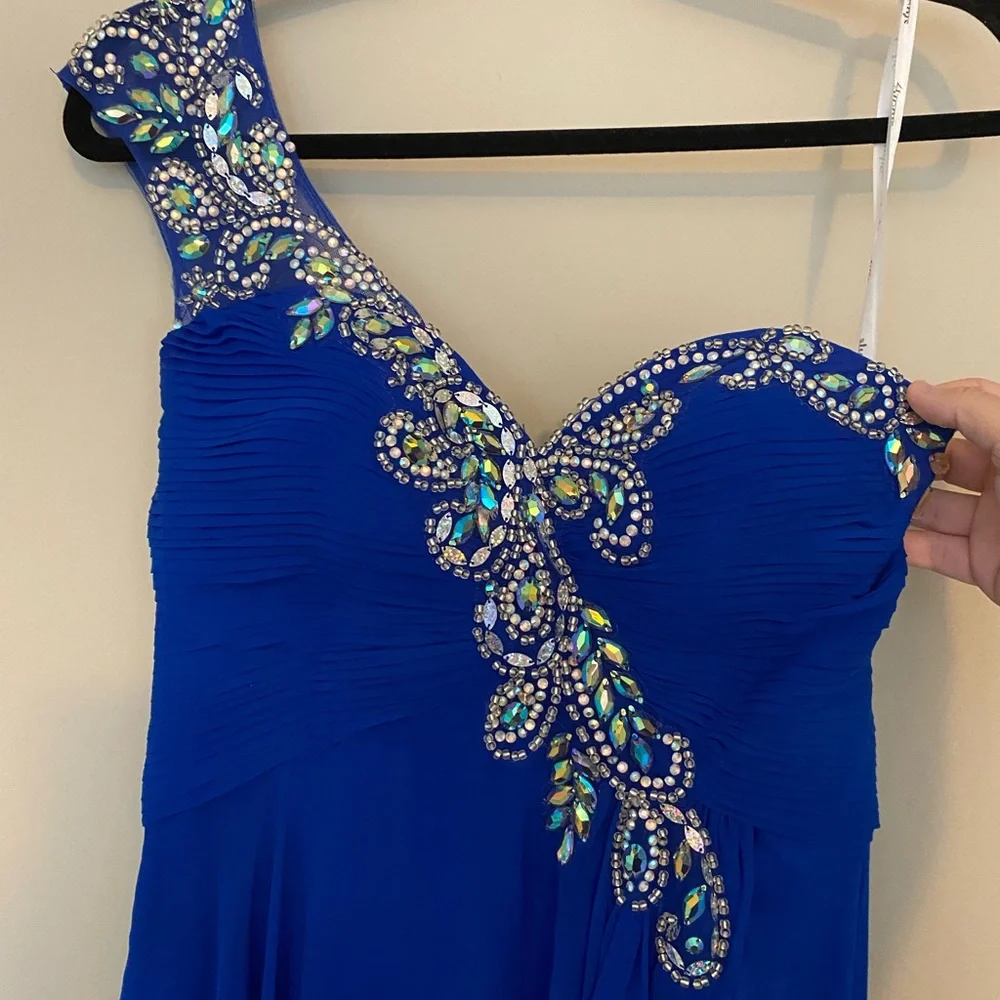 Studio 17 Royal Blue One Shoulder Dress size 8 - Picture 3 of 13